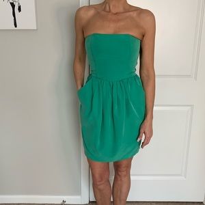 RACHEL Rachel Roy Strapless Emerald Green Mini Dress